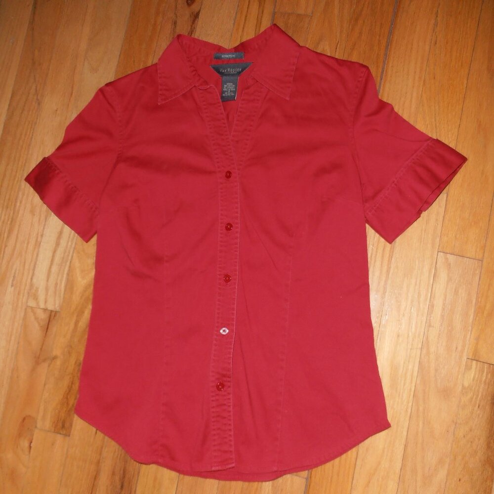 Womens Van Heusen Short Sleeve Button Up Shirt/Blouse